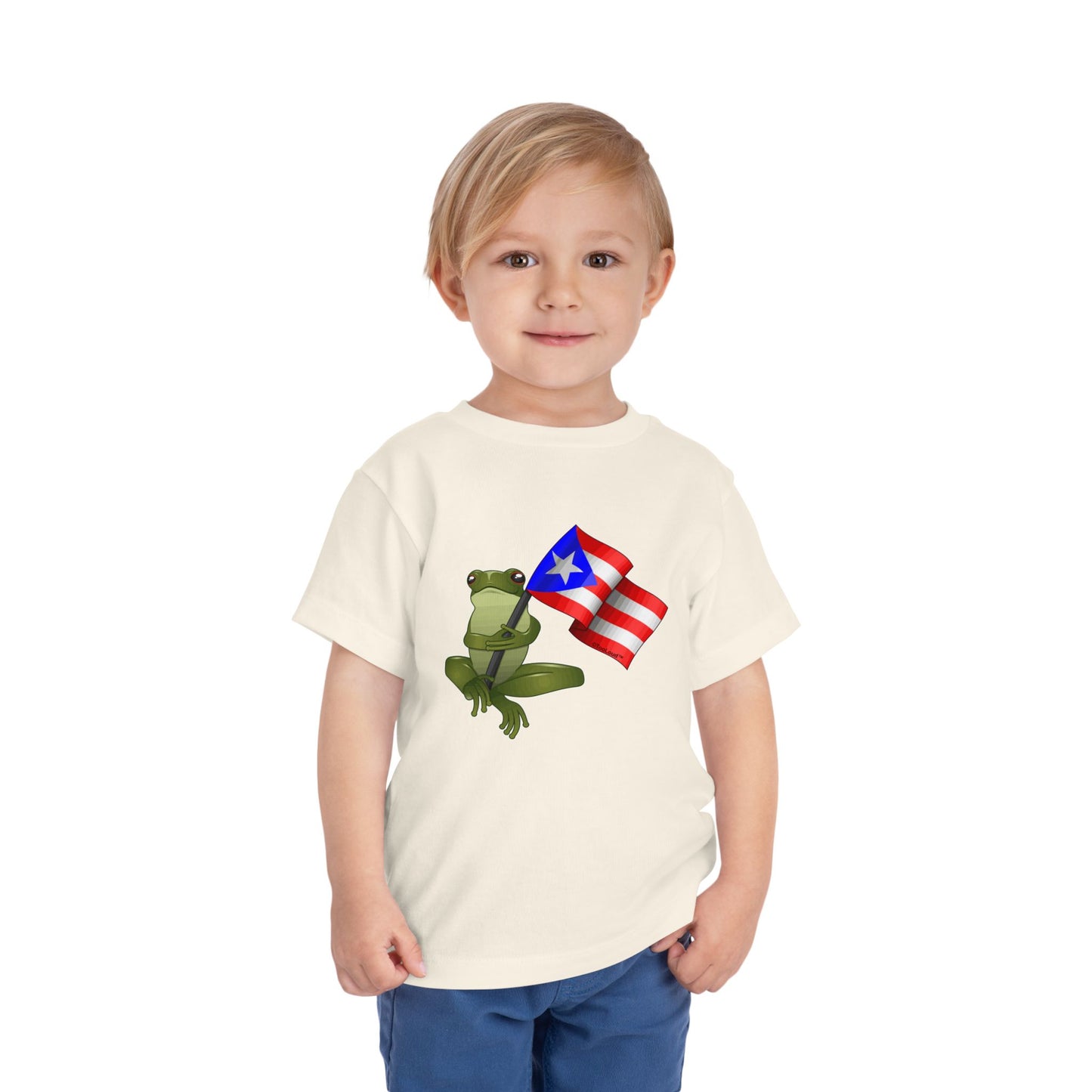 Coquí Holding Flag Toddler T-Shirt by TOOLOUD