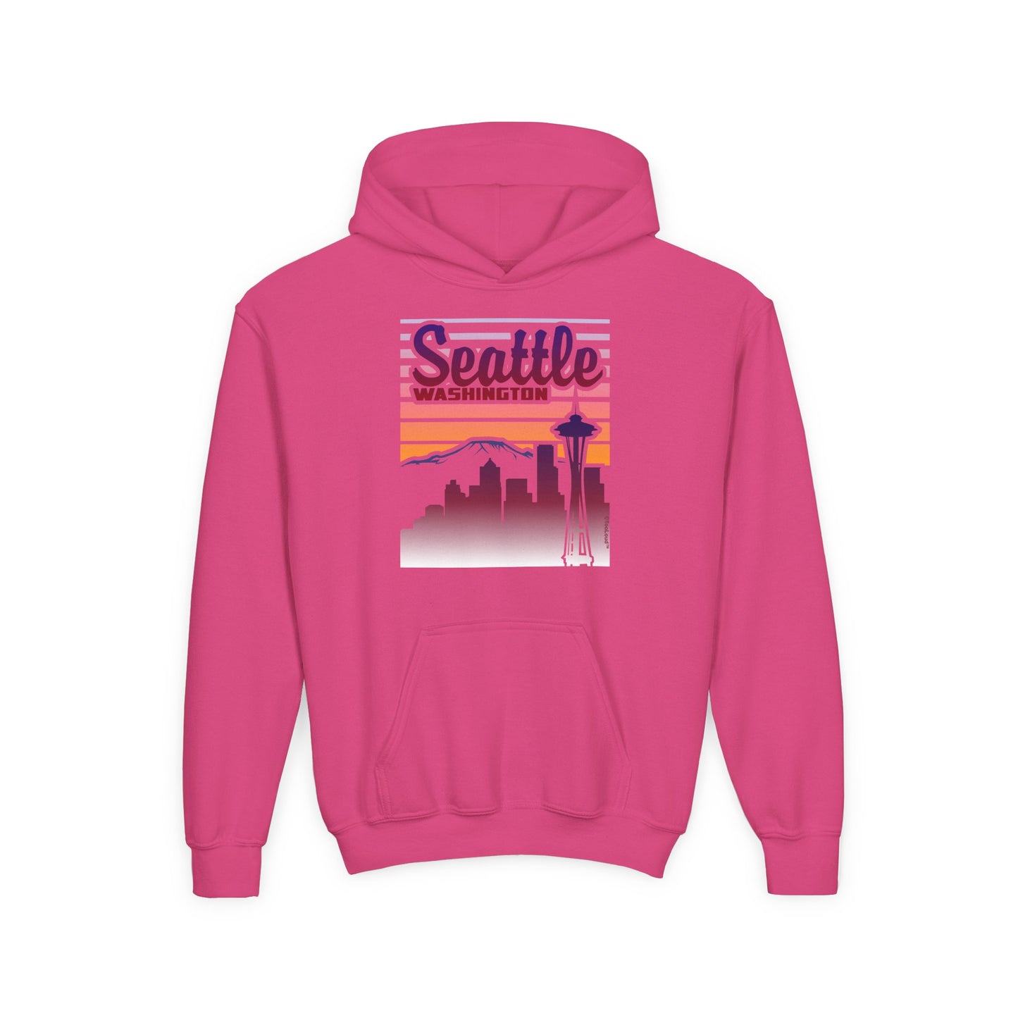 Seattle Washington Sunset Youth Children's Hoodie by TOOLOUD