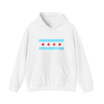 TOOLOUD Distressed Chicago Flag Design Unisex Hoodie Sweatshirt