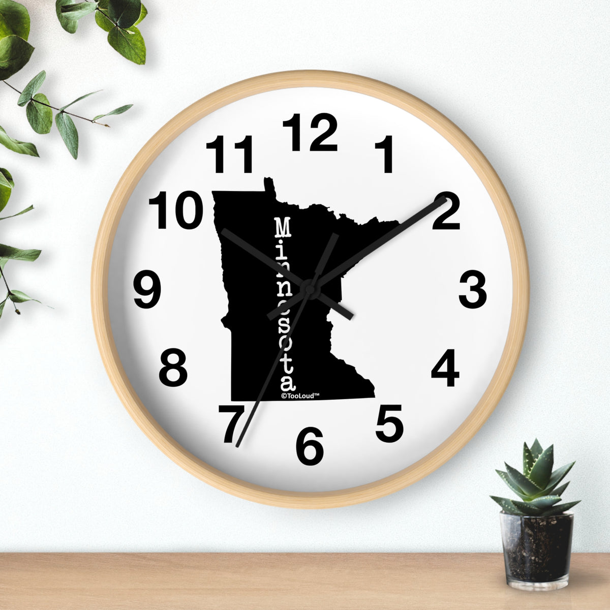 Minnesota – United States Shape 10" Round Wall Clock with Numbers by TOOLOUD