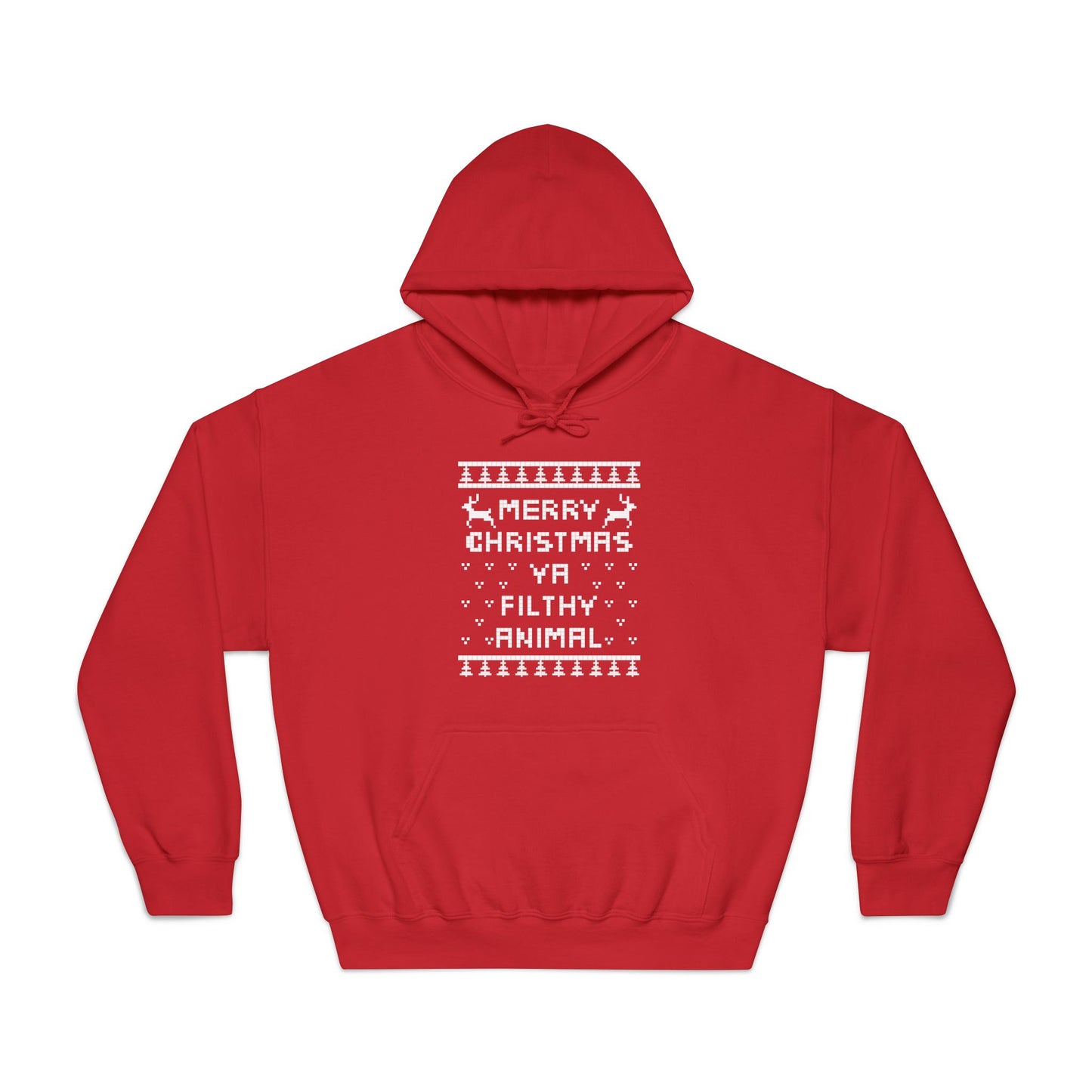 Merry Christmas Ya Filthy Animal Faux Christmas Sweater Adult Hoodie Sweatshirt