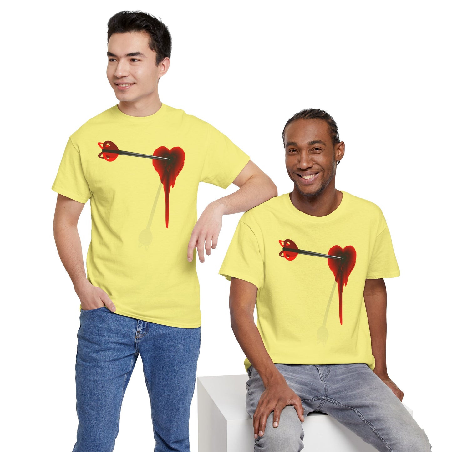 Cupid's Arrow – Heart Shot Wound Design Adult Unisex T-Shirt by TOOLOUD