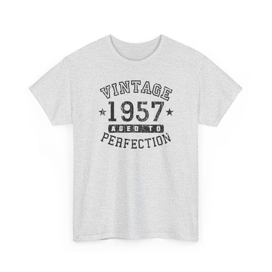 1957 – Adult Unisex Vintage Birth Year Aged to Perfection Birthday T-Shirt by TOOLOUD