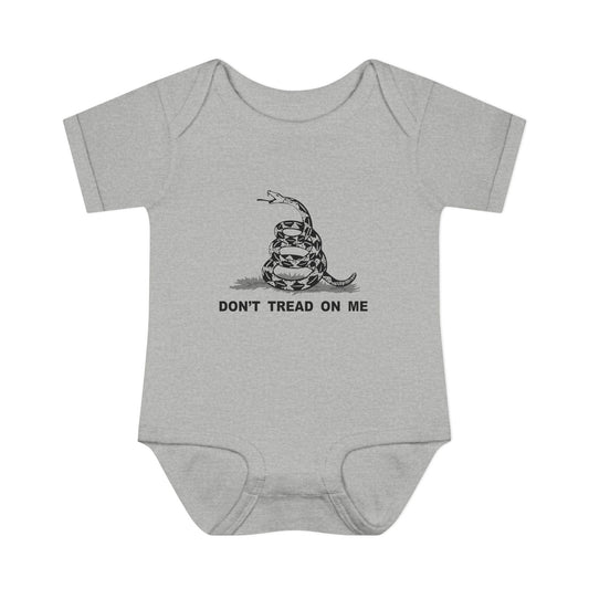 Subdued Don't Tread On Me Gadsden Flag Rattlesnake Infant One Piece Bodysuit by TOOLOUD