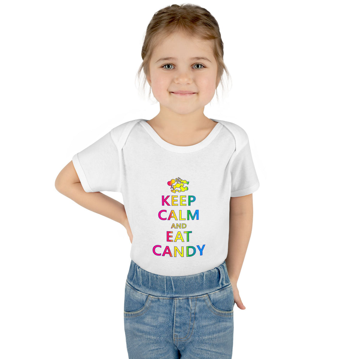 Keep Calm and Eat Candy Infant One Piece Bodysuit by TOOLOUD