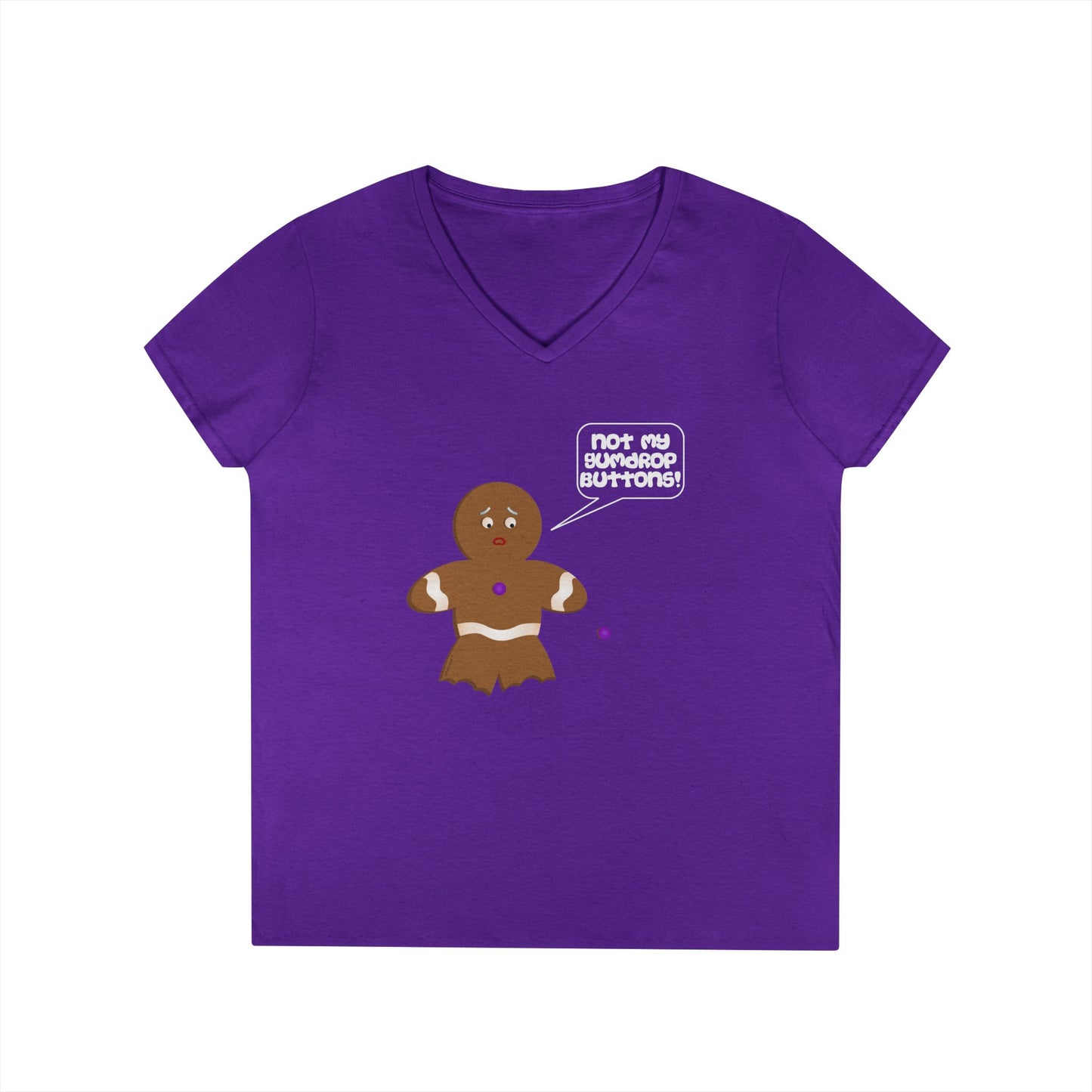Not My Gumdrop Buttons Gingerbread Man Christmas Juniors V-Neck Dark T-Shirt by TOOLOUD™