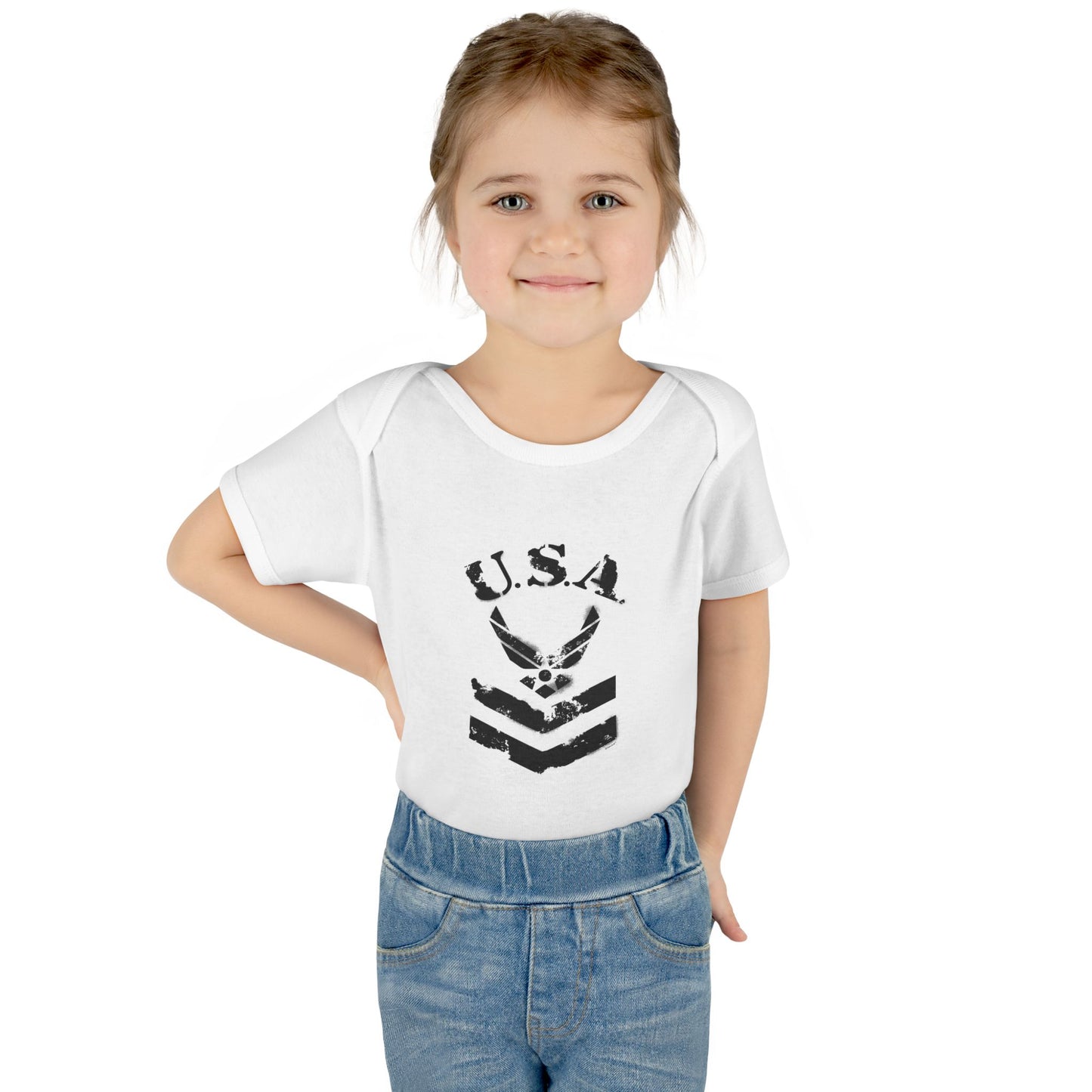 USA Military Air Force Stencil Logo Infant One Piece Bodysuit by TOOLOUD™
