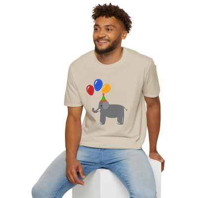 Cute Elephant with Balloons Unisex Adult T-Shirt by TOOLOUD