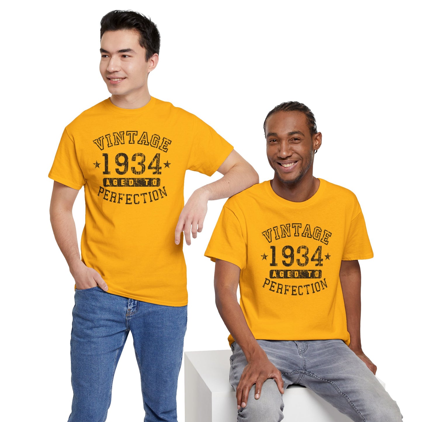 1934 - Adult Unisex Vintage Birth Year Aged to Perfection Birthday T-Shirt by TOOLOUD