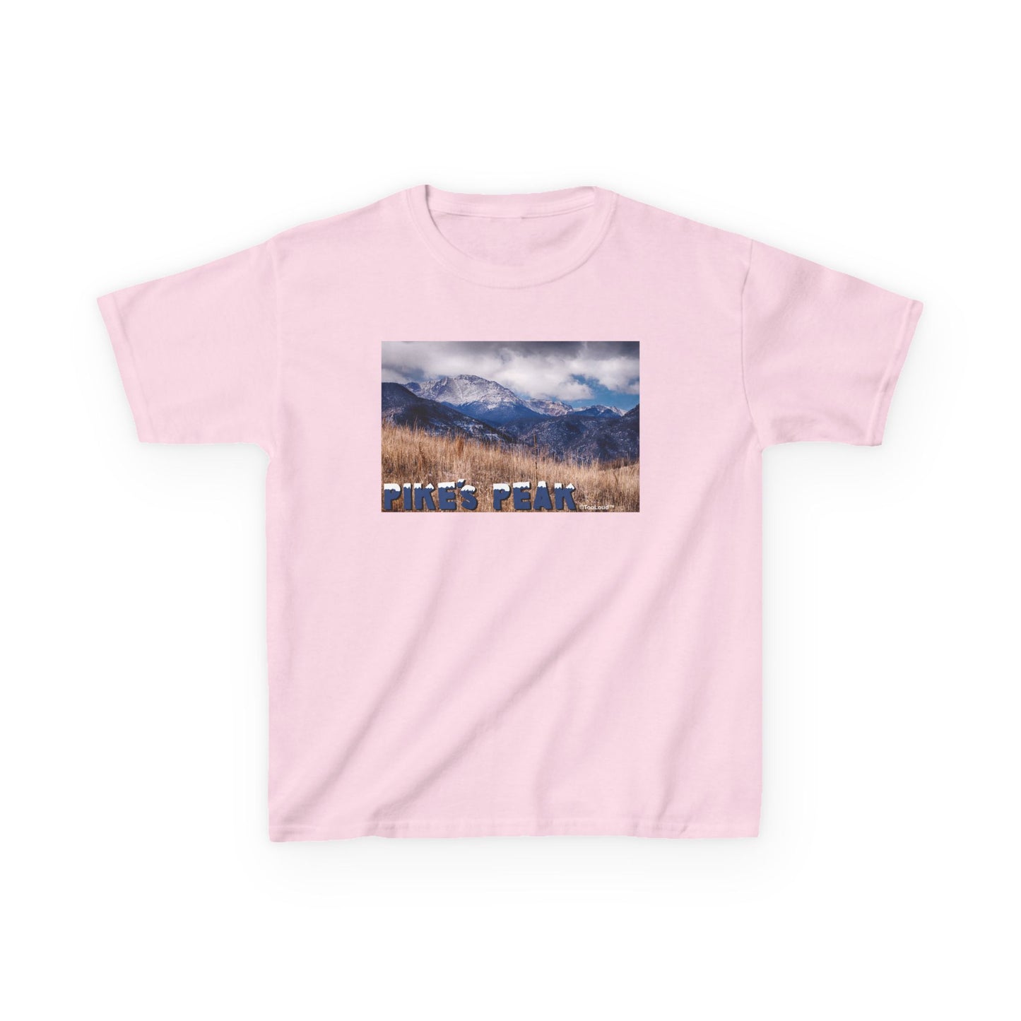 Pikes Peak CO Mountains Text Children’s T-Shirt by TOOLOUD™