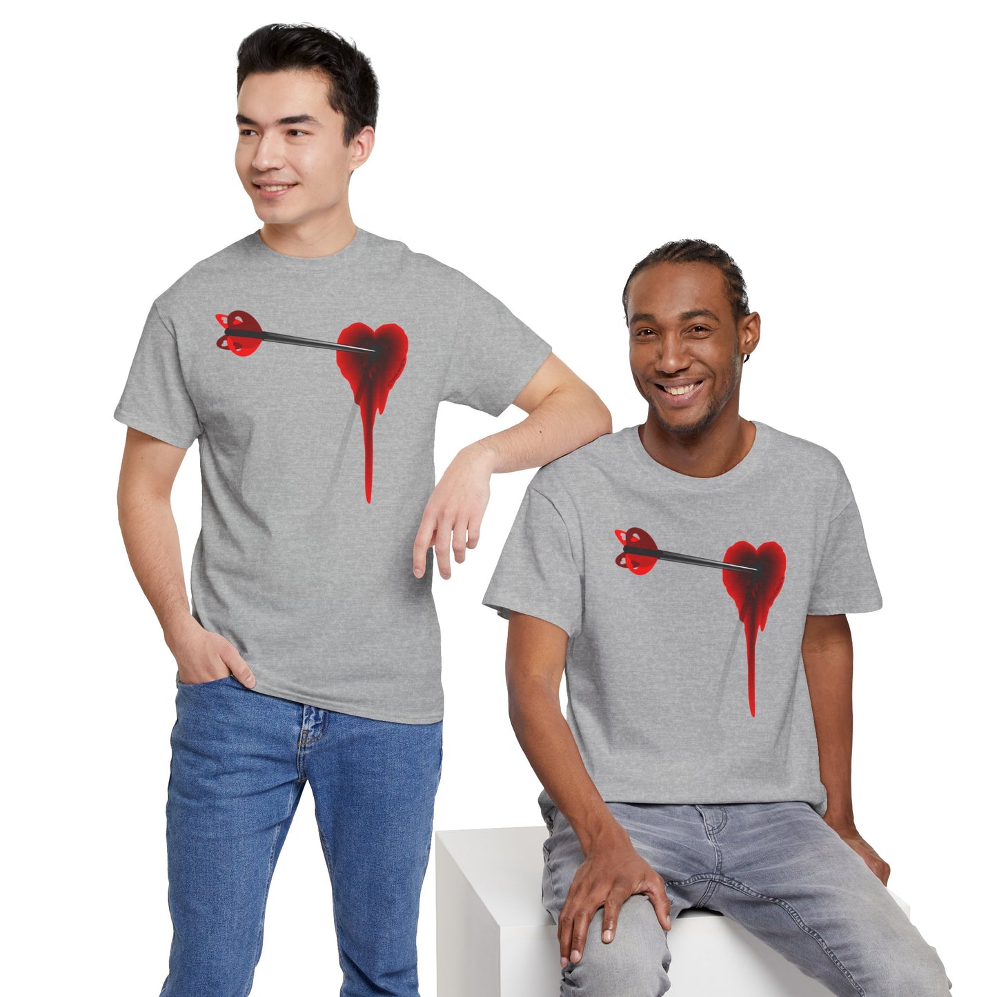 Cupid's Arrow – Heart Shot Wound Design Adult Unisex T-Shirt by TOOLOUD
