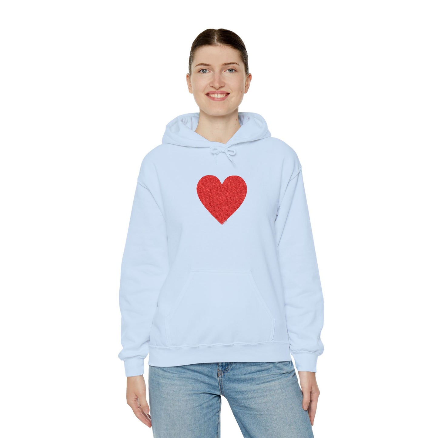 Embroidered Big Red Heart Valentine’s Day Unisex Hooded Sweatshirt by TOOLOUD