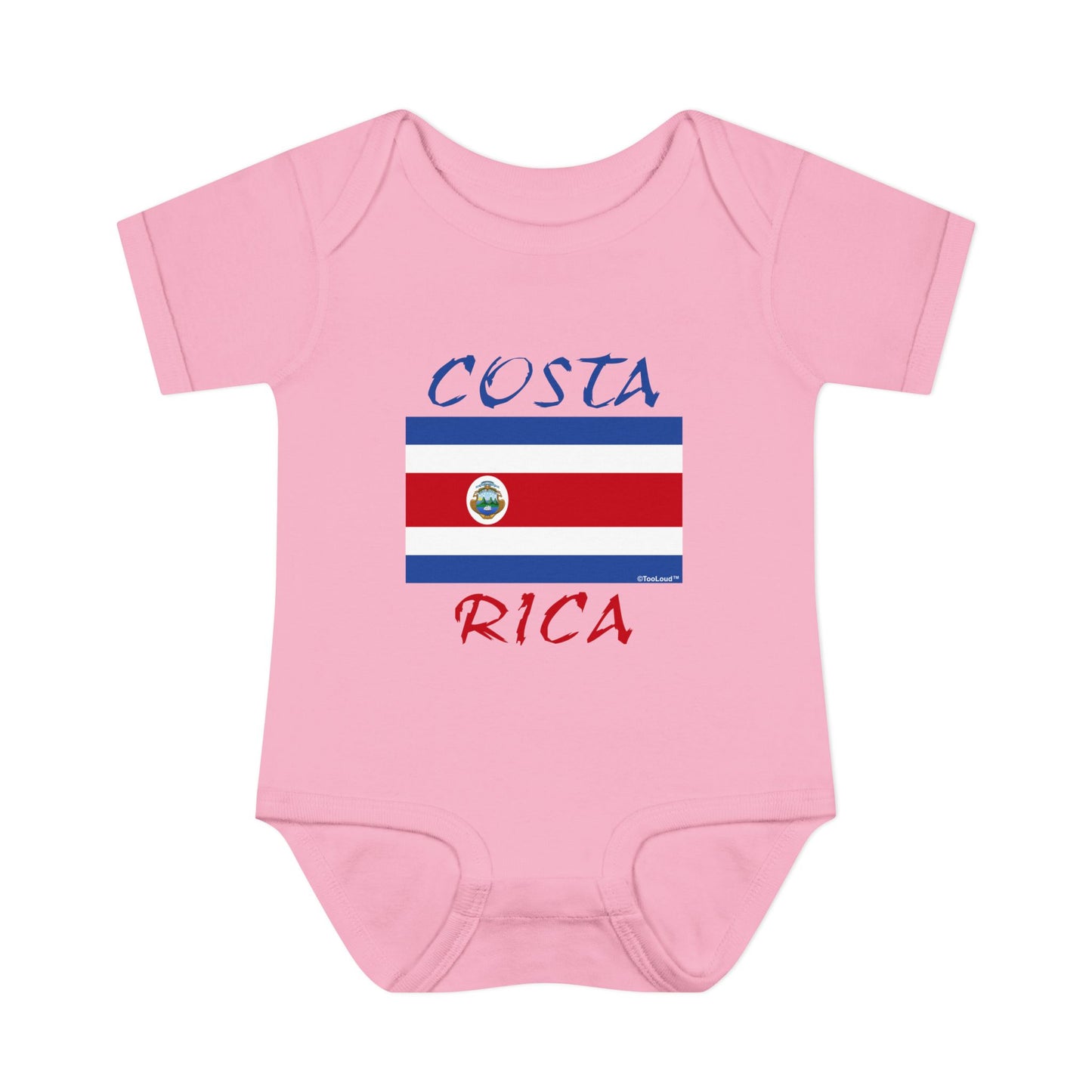 Costa Rica Flag Baby Romper Bodysuit by TOOLOUD