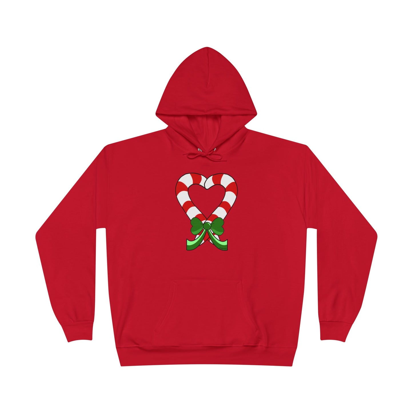 Candy Cane Heart Christmas Dark Hooded Sweatshirt by TOOLOUD