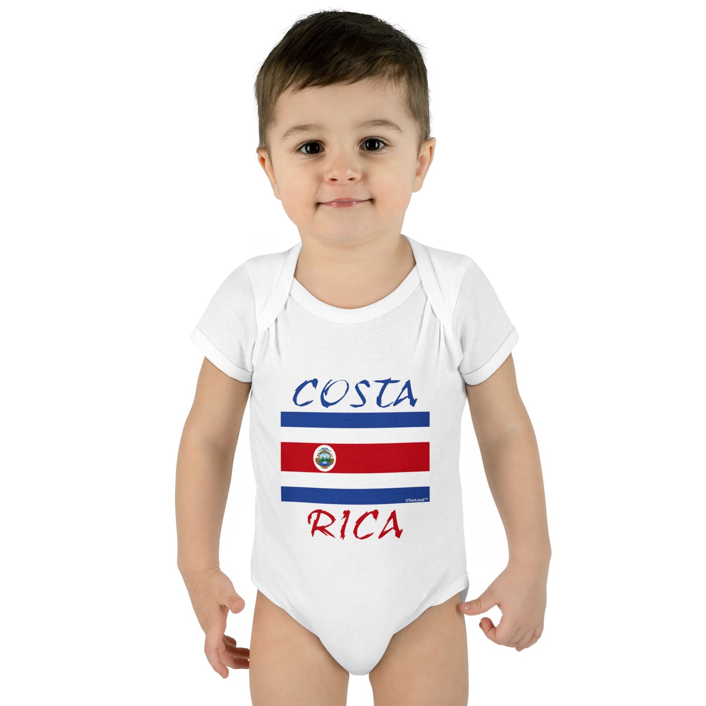 Costa Rica Flag Baby Romper Bodysuit by TOOLOUD