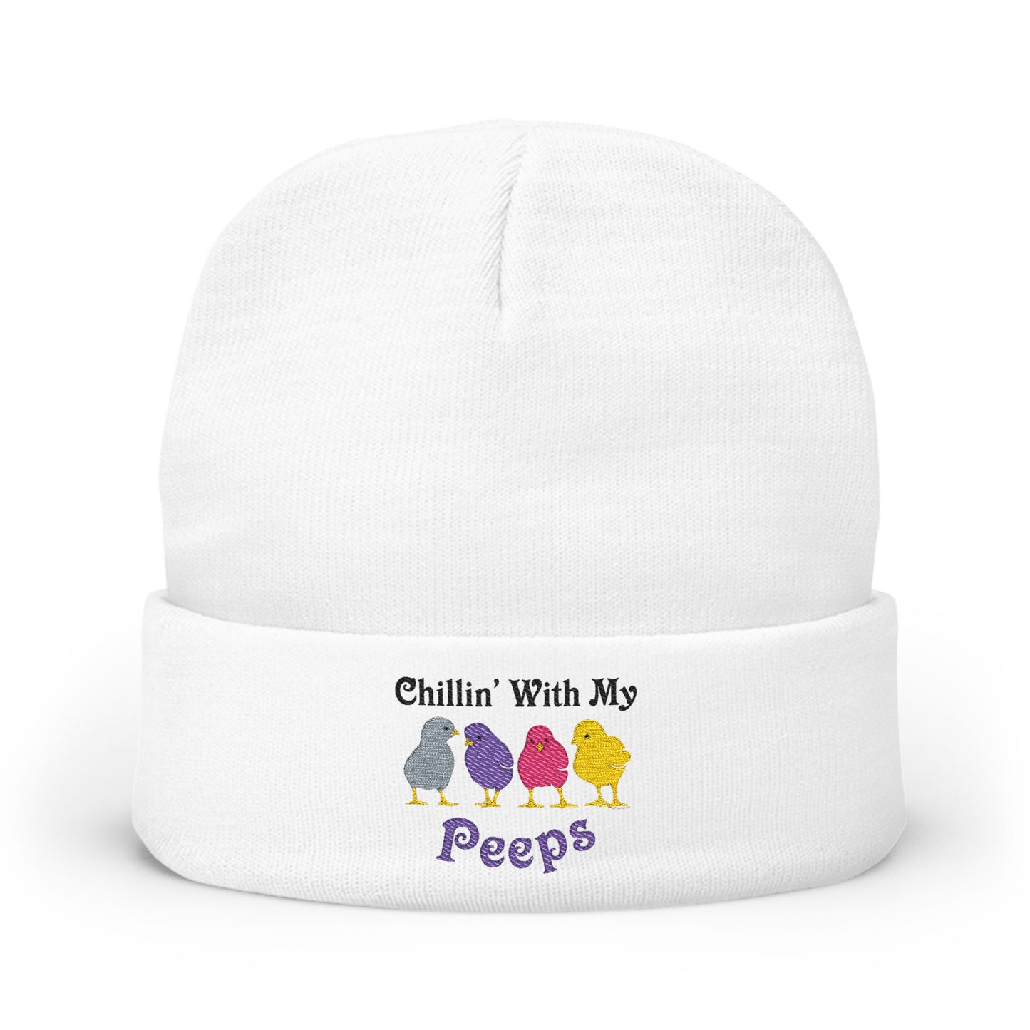 Chillin With My Peeps Embroidered Adult Knit Beanie Cap Hat by TOOLOUD