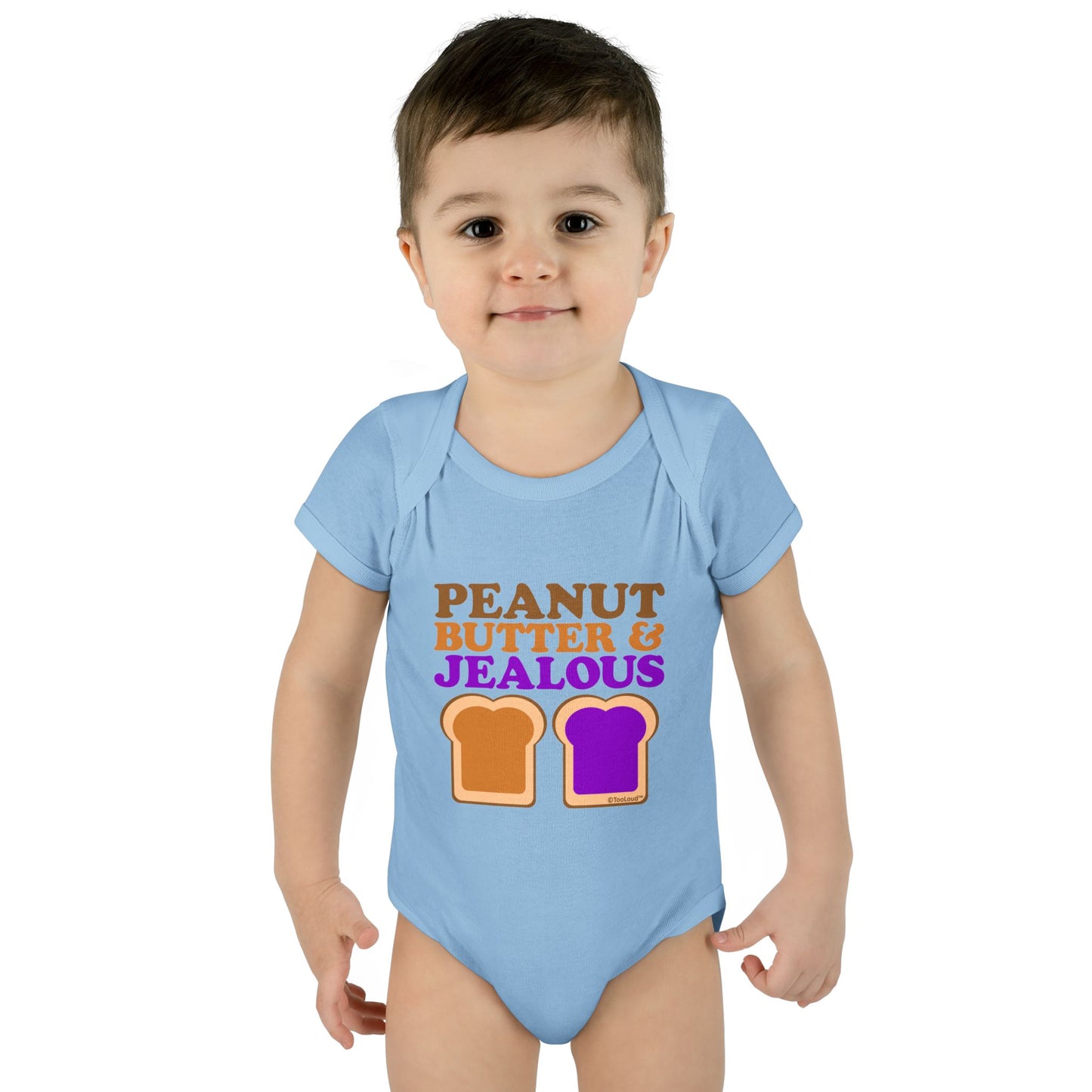 Peanut Butter and Jealous Baby Romper Bodysuit by TOOLOUD