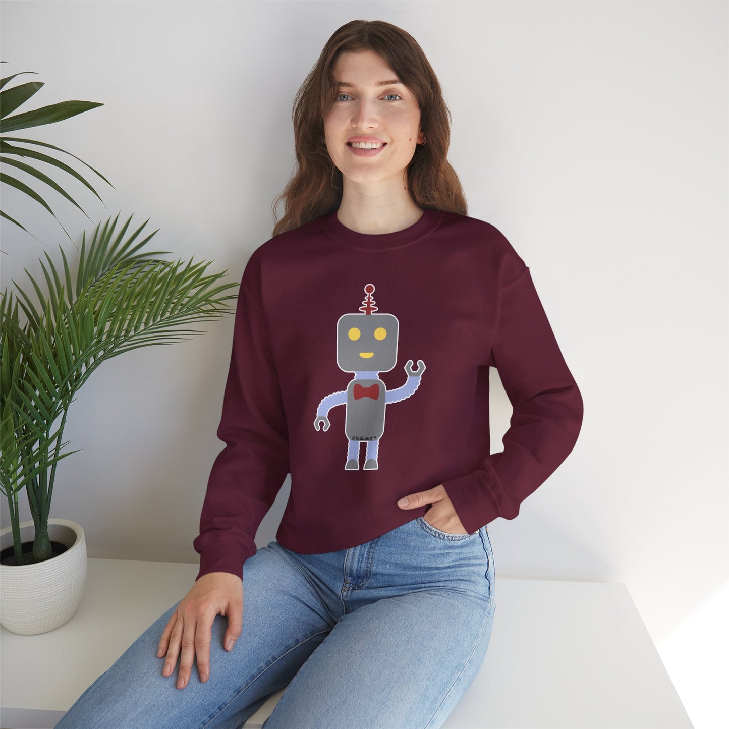 Cute Robot Male Adult Dark Sweatshirt by TOOLOUD