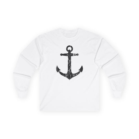 Distressed Nautical Sailor Anchor Adult Long Sleeve Shirt by TOOLOUD