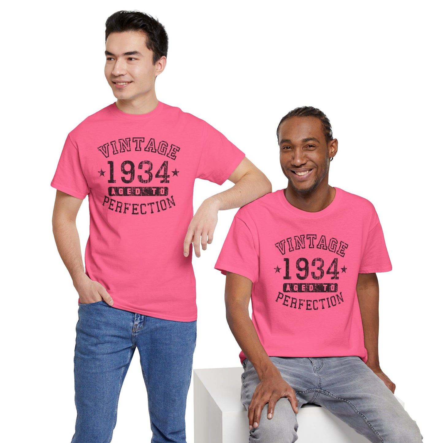 1934 - Adult Unisex Vintage Birth Year Aged to Perfection Birthday T-Shirt by TOOLOUD