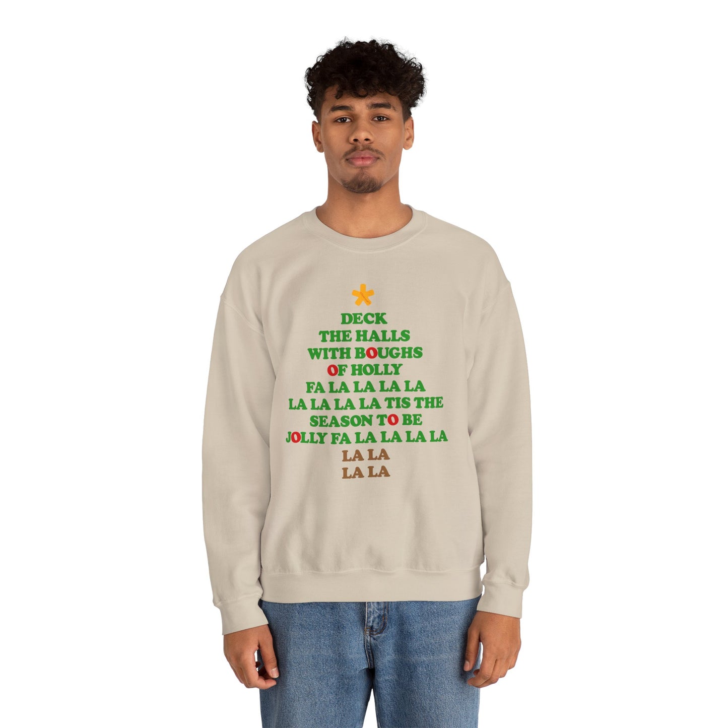 Deck the Halls Lyrics Christmas Tree Adult Sweatshirt by TOOLOUD