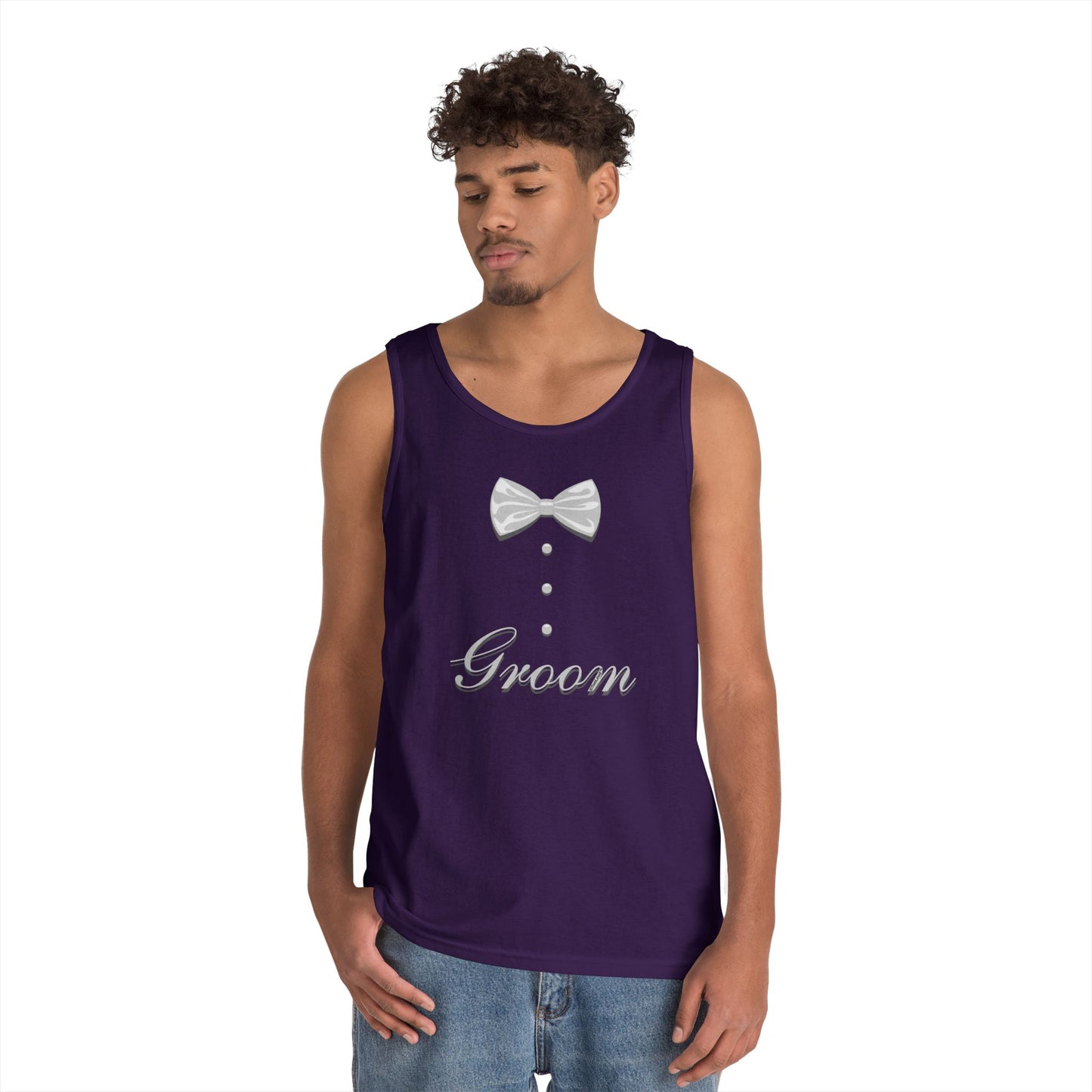 Tuxedo Groom Print Men's Dark Loose Tank Top by TOOLOUD