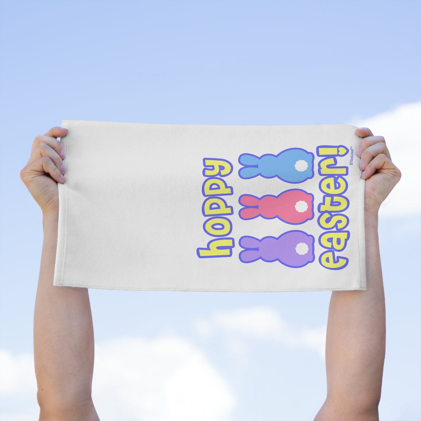 Three Easter Bunnies – Hoppy Easter 11" x 18" Dish Fingertip Towel by TOOLOUD