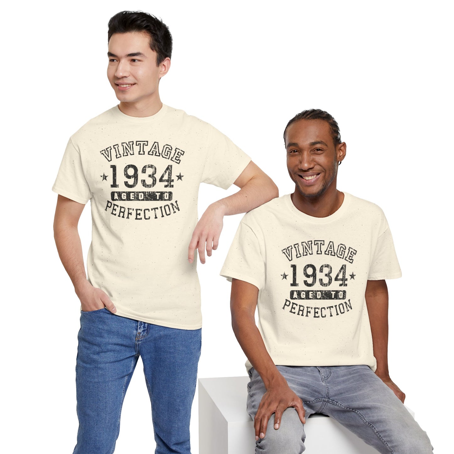 1934 - Adult Unisex Vintage Birth Year Aged to Perfection Birthday T-Shirt by TOOLOUD