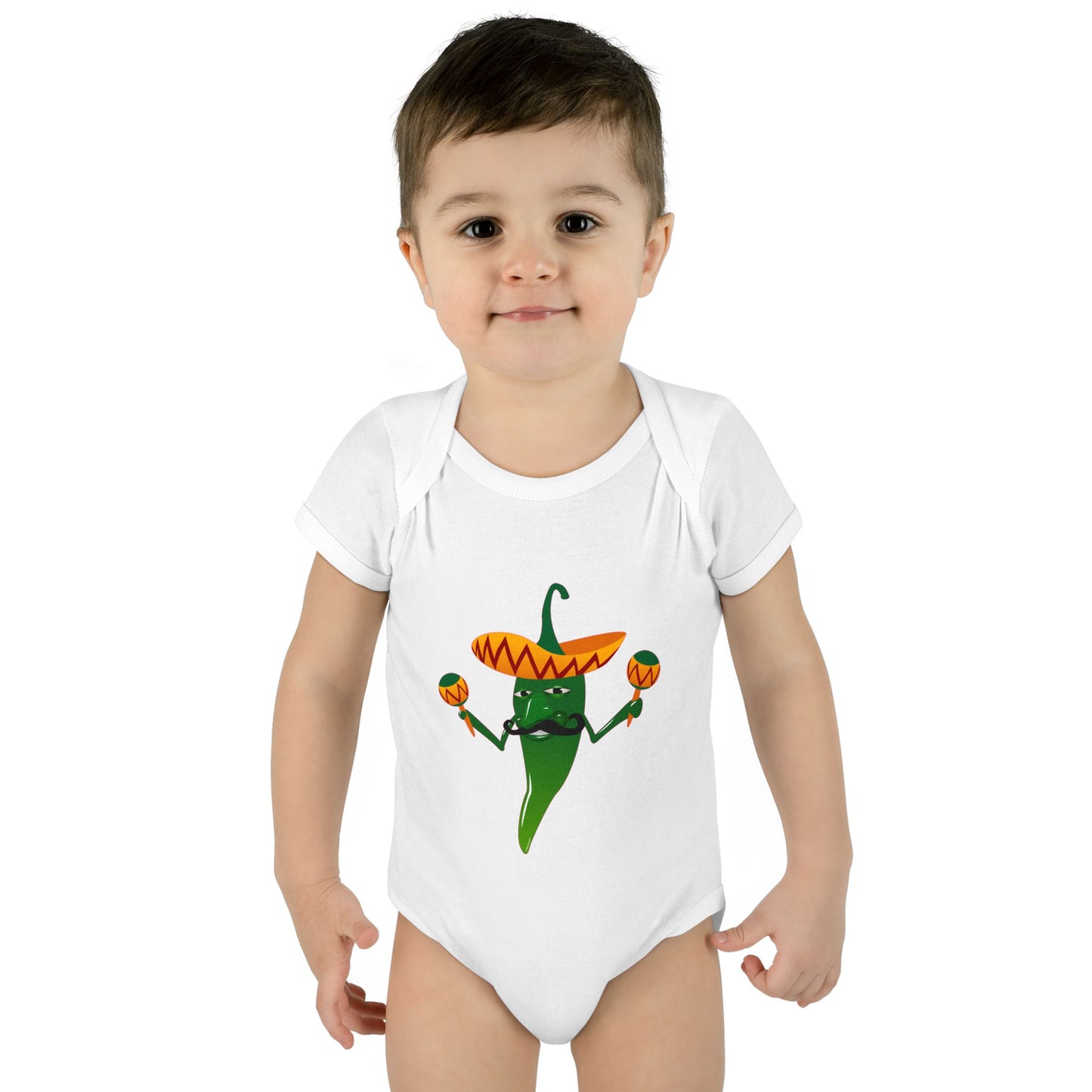 Green Hot Mexican Chili Pepper Cute Infant One-Piece Baby Bodysuit by TOOLOUD