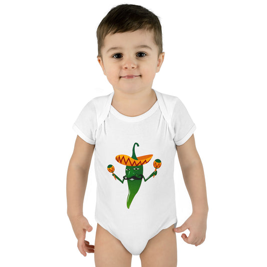 Green Hot Mexican Chili Pepper Cute Infant One-Piece Baby Bodysuit by TOOLOUD