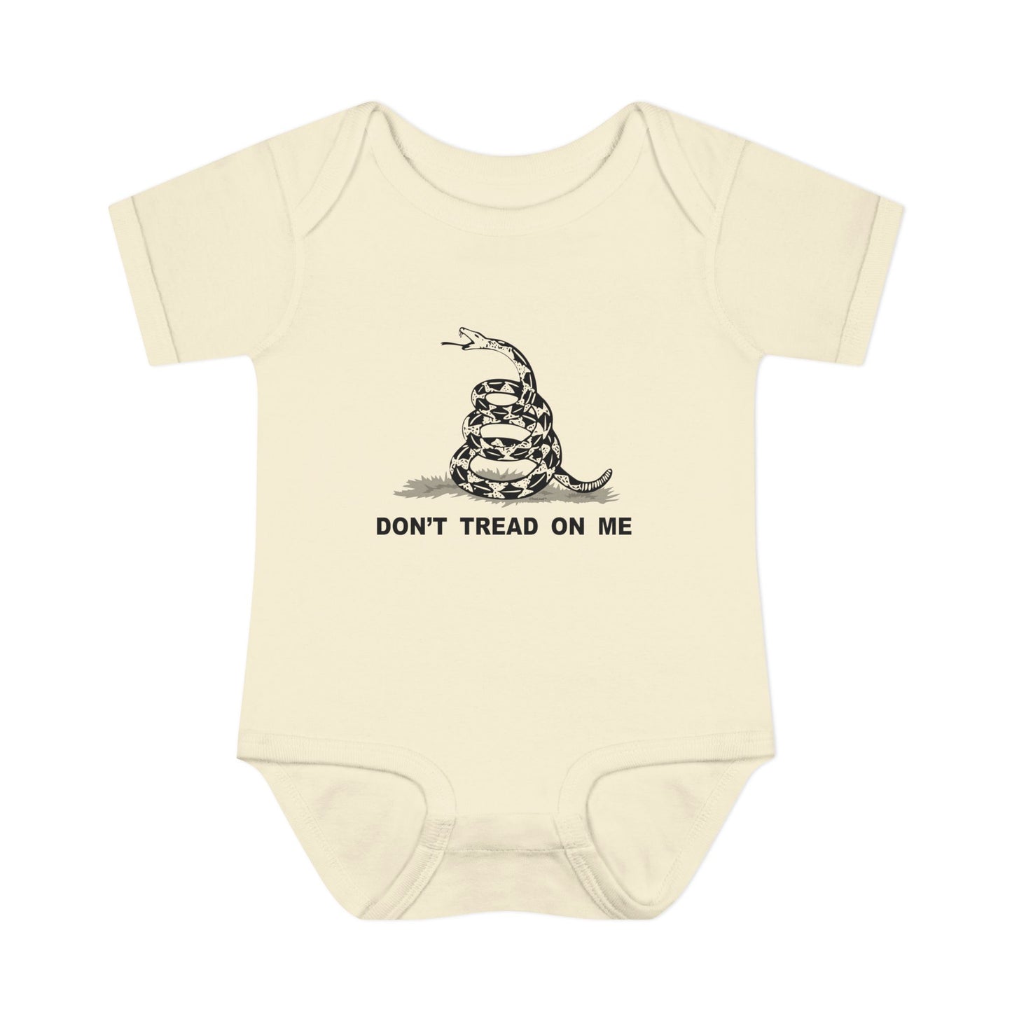 Subdued Don't Tread On Me Gadsden Flag Rattlesnake Infant One Piece Bodysuit by TOOLOUD