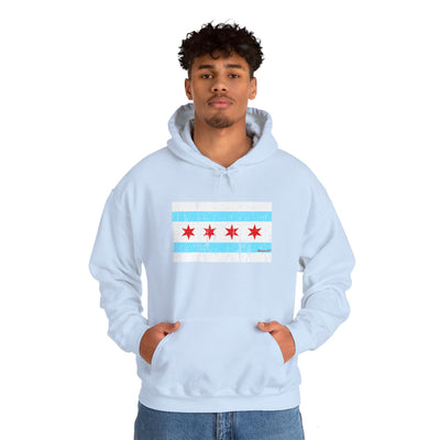 TOOLOUD Distressed Chicago Flag Design Unisex Hoodie Sweatshirt