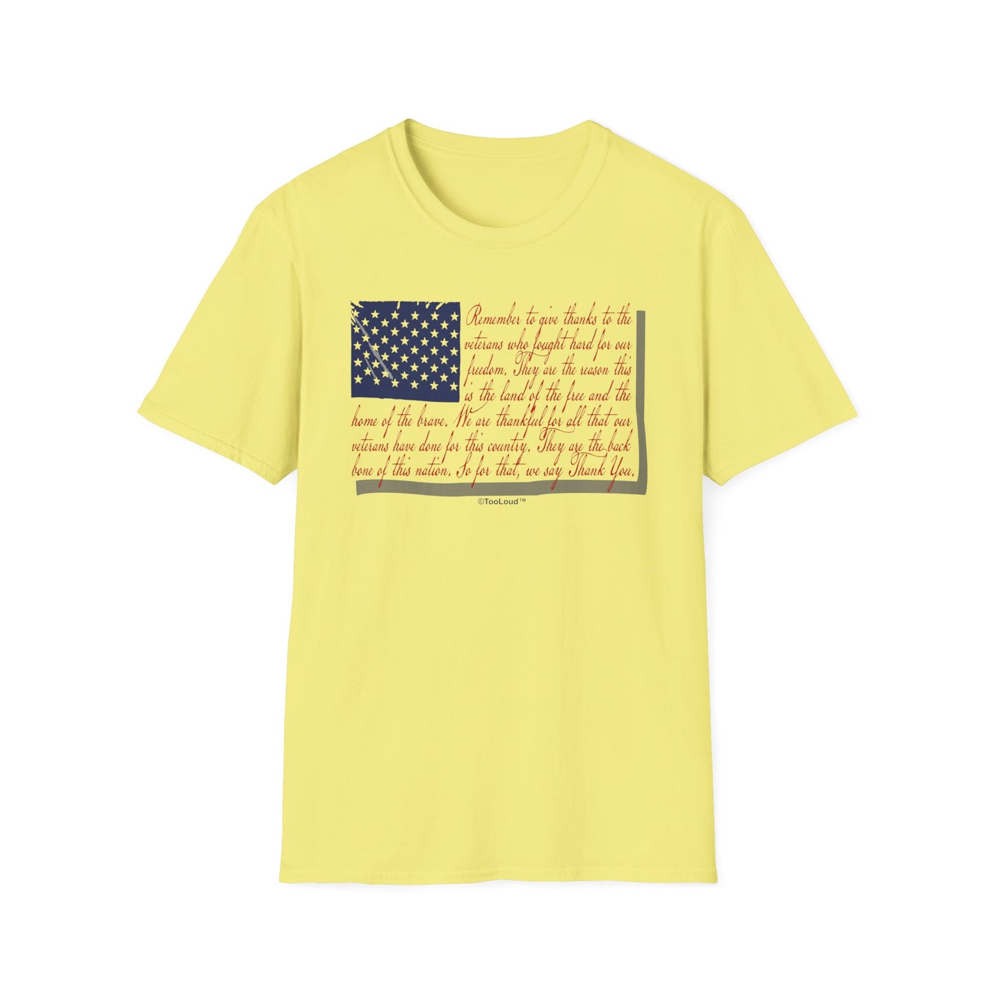 Veterans Scripted Flag Adult T-Shirt by TOOLOUD