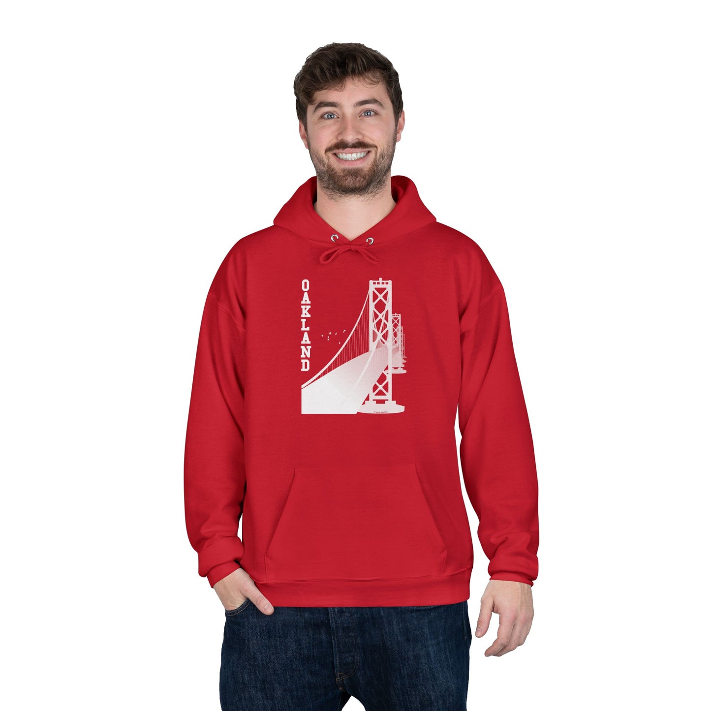 Oakland Text Bay Bridge Dark Pullover Hoodie Sweatshirt by TOOLOUD
