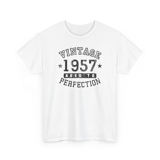 1957 – Adult Unisex Vintage Birth Year Aged to Perfection Birthday T-Shirt by TOOLOUD