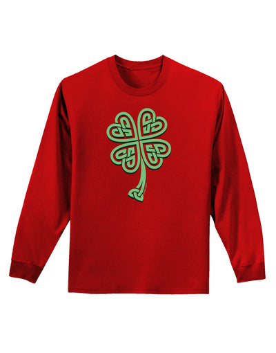 3D Style Celtic Knot 4 Leaf Clover Adult Long Sleeve Dark T-Shirt-TooLoud-Red-Small-Davson Sales