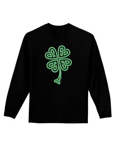 3D Style Celtic Knot 4 Leaf Clover Adult Long Sleeve Dark T-Shirt-TooLoud-Black-Small-Davson Sales