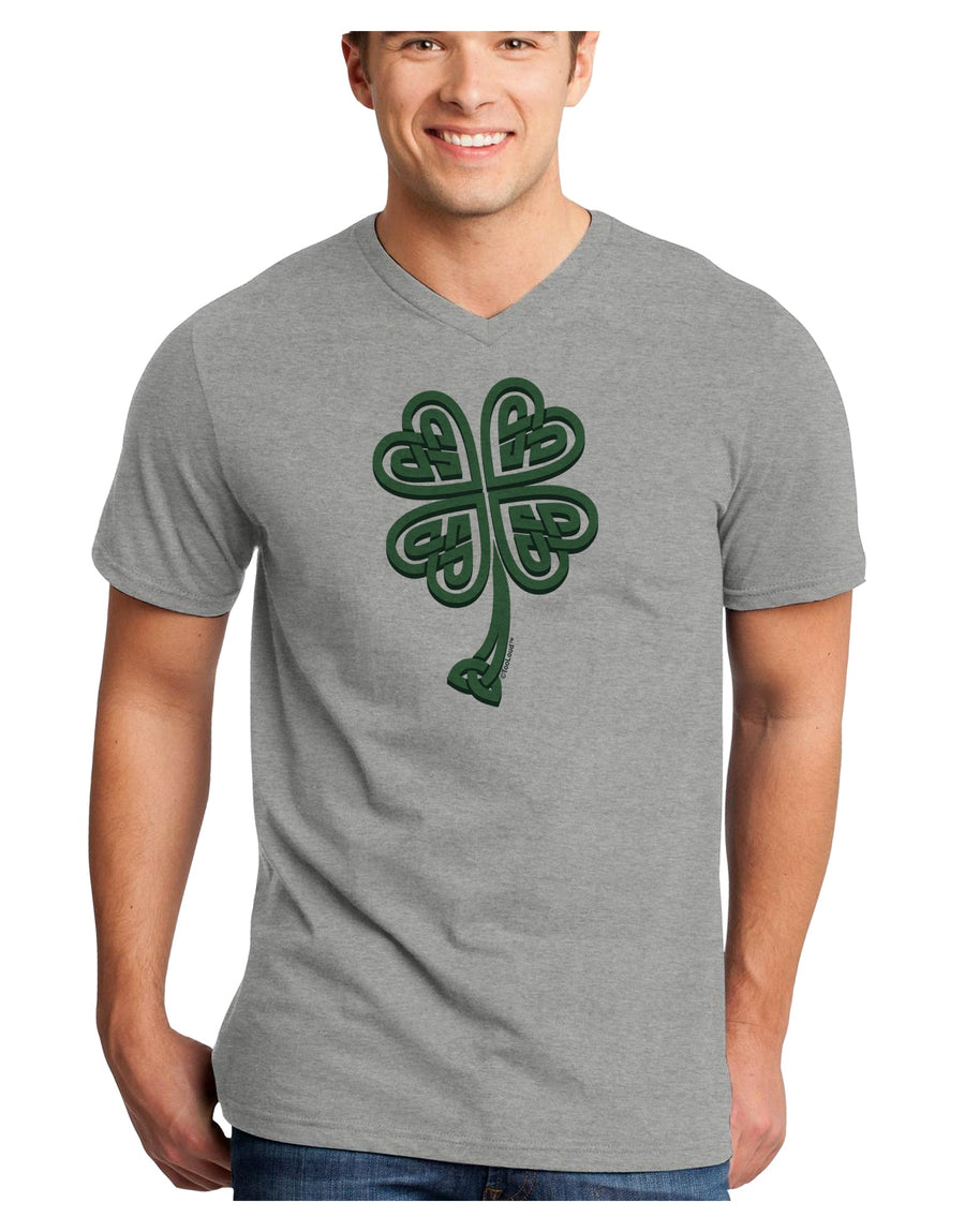3D Style Celtic Knot 4 Leaf Clover Adult V-Neck T-shirt-Mens V-Neck T-Shirt-TooLoud-White-Small-Davson Sales