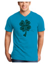 3D Style Celtic Knot 4 Leaf Clover Adult V-Neck T-shirt-Mens V-Neck T-Shirt-TooLoud-Turquoise-Small-Davson Sales