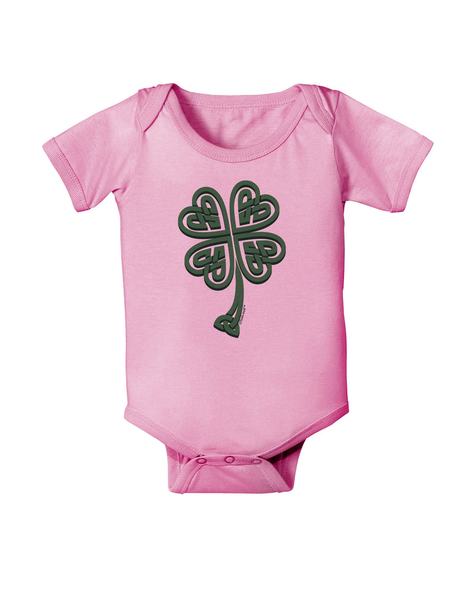 3D Style Celtic Knot 4 Leaf Clover Baby Romper Bodysuit-Baby Romper-TooLoud-White-06-Months-Davson Sales