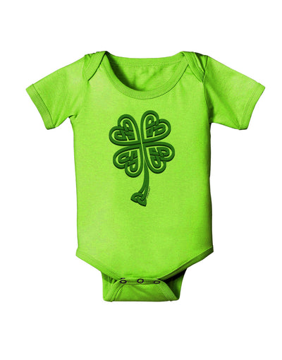 3D Style Celtic Knot 4 Leaf Clover Baby Romper Bodysuit-Baby Romper-TooLoud-Lime-Green-06-Months-Davson Sales
