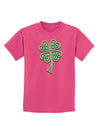 3D Style Celtic Knot 4 Leaf Clover Childrens Dark T-Shirt-Childrens T-Shirt-TooLoud-Sangria-X-Small-Davson Sales