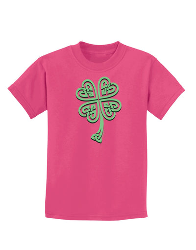 3D Style Celtic Knot 4 Leaf Clover Childrens Dark T-Shirt-Childrens T-Shirt-TooLoud-Sangria-X-Small-Davson Sales