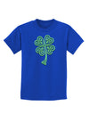 3D Style Celtic Knot 4 Leaf Clover Childrens Dark T-Shirt-Childrens T-Shirt-TooLoud-Royal-Blue-X-Small-Davson Sales