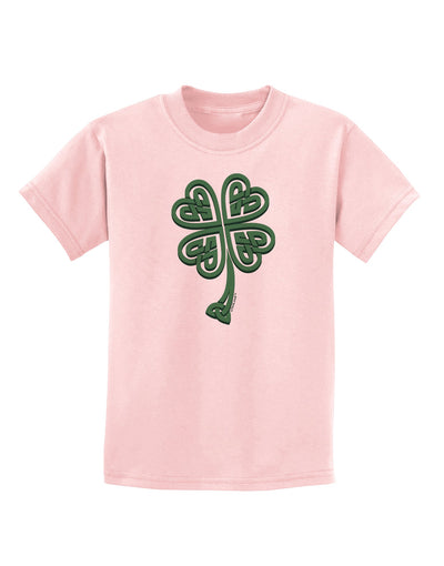 3D Style Celtic Knot 4 Leaf Clover Childrens T-Shirt-Childrens T-Shirt-TooLoud-PalePink-X-Small-Davson Sales