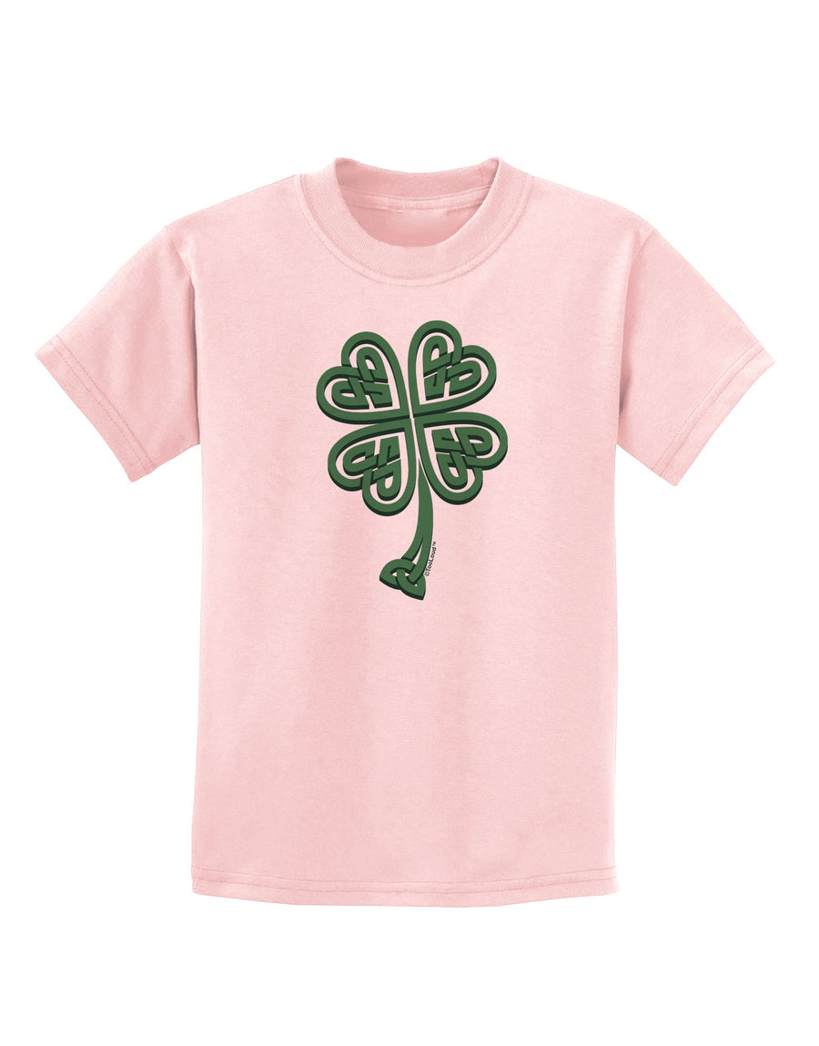 3D Style Celtic Knot 4 Leaf Clover Childrens T-Shirt-Childrens T-Shirt-TooLoud-White-X-Small-Davson Sales