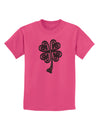 3D Style Celtic Knot 4 Leaf Clover Childrens T-Shirt-Childrens T-Shirt-TooLoud-Sangria-X-Small-Davson Sales