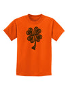 3D Style Celtic Knot 4 Leaf Clover Childrens T-Shirt-Childrens T-Shirt-TooLoud-Orange-X-Small-Davson Sales