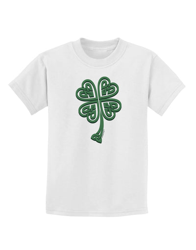 3D Style Celtic Knot 4 Leaf Clover Childrens T-Shirt-Childrens T-Shirt-TooLoud-White-X-Small-Davson Sales