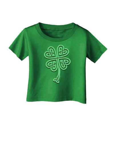 3D Style Celtic Knot 4 Leaf Clover Infant T-Shirt Dark-Infant T-Shirt-TooLoud-Clover-Green-06-Months-Davson Sales